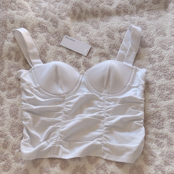 Reformation Tops - Reformation White Ruched Bustier Tank Top